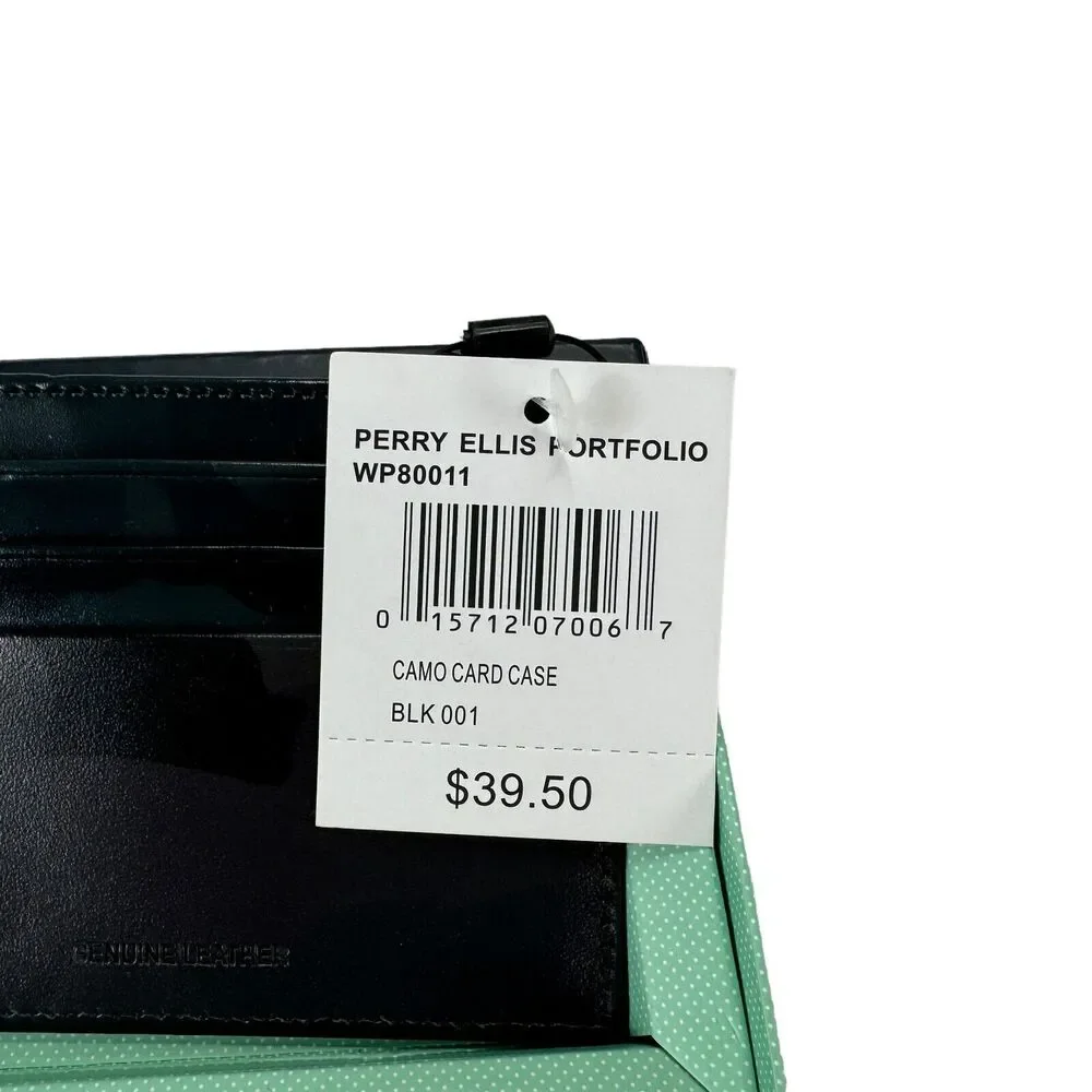Perry Ellis Mens Camo Six-Slot Card Card Case Gray Black OS